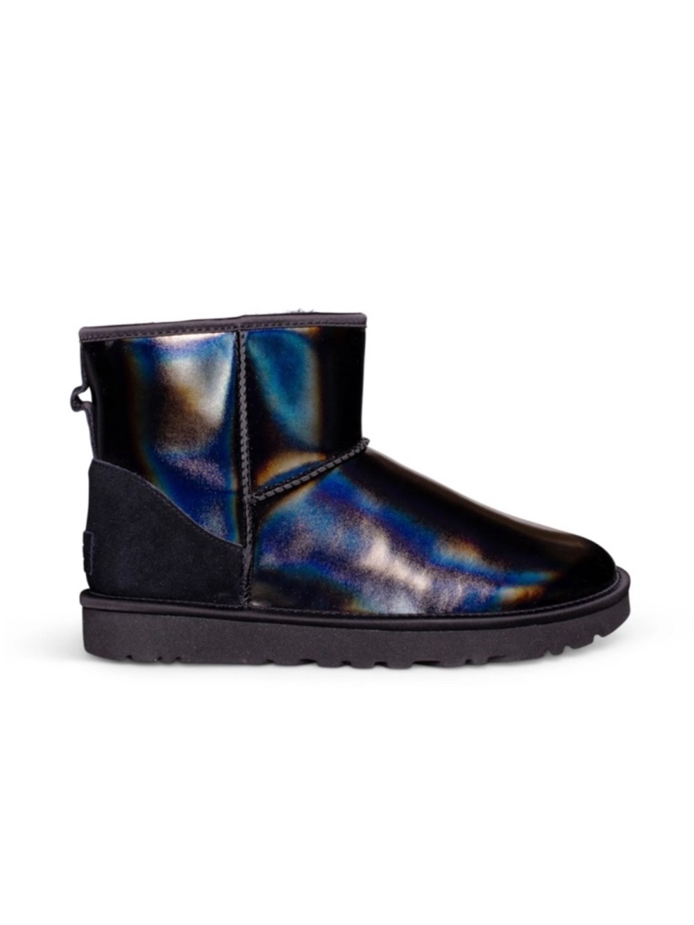UGG WOMEN’S CLASSIC MINI IRIDESCENT BLACK BOOTS